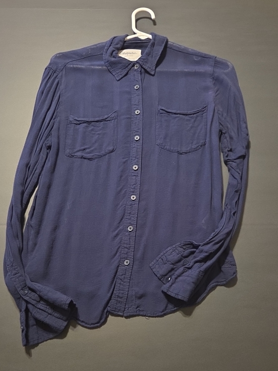 Aeropostale Tops - Vtg Aeropostale Womens Navy Blue Long-Sleeve Button-Down Shirt